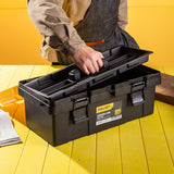 Deli 19Inch Toolbox Reinforced Plastic Toolbox Storage Box Daily Storage Parts Storage Tool Organizer Two-Tier Structure
