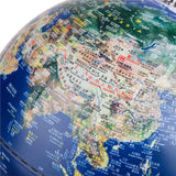 Deli 2165# 30cm (11.8") Teaching Globe with LED lamp Stainless steel support  base English &amp; Chinese printing relief surface