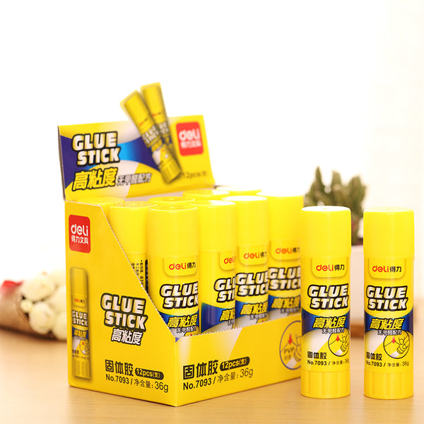 Deli 36g High Viscosity PVP Solid Glue Formaldehyde Free Quick Drying Durable Glue Stick 12pcs/Lot Office Supplies 7093