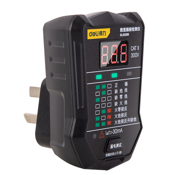 Deli DL333011 Digital Display Socket Detector Leakage Detection Line Detection Whether The Line Is Tested Correctly