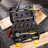 Deli Hand Tool Sets Car Repair Tool Kit Set Workshop Mechanical Tools Box for Home Ratchet Wrench Socket Set Screwdriver Kit