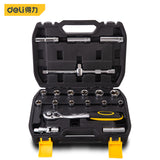 Deli Hand Tool Sets Car Repair Tool Kit Set Workshop Mechanical Tools Box for Home Ratchet Wrench Socket Set Screwdriver Kit