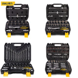 Deli Hand Tool Sets Car Repair Tool Kit Set Workshop Mechanical Tools Box for Home Ratchet Wrench Socket Set Screwdriver Kit