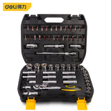Deli Hand Tool Sets Car Repair Tool Kit Set Workshop Mechanical Tools Box for Home Ratchet Wrench Socket Set Screwdriver Kit