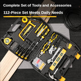 Deli Multifunction 112Pcs Professional Hand Tools Set Woodworking Portable Combination Tool Boxes Electrician Repair Tools Kit