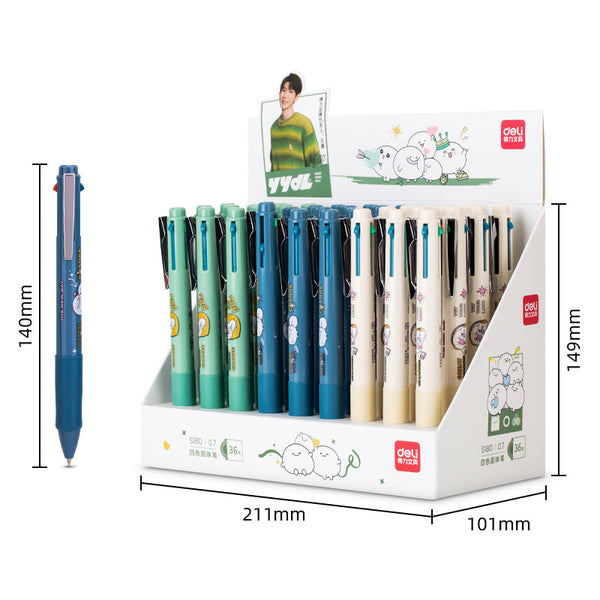 Deli Pen 36pcs 4 In 1 Multi Color Ballpoint Pen Cute School Supplies S –  AOOKMIYA