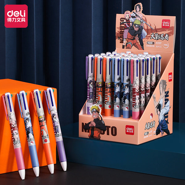 Deli Pen 36pcs Cute Naruto Multicolored 4 In 1 Ballpoint Pens for
