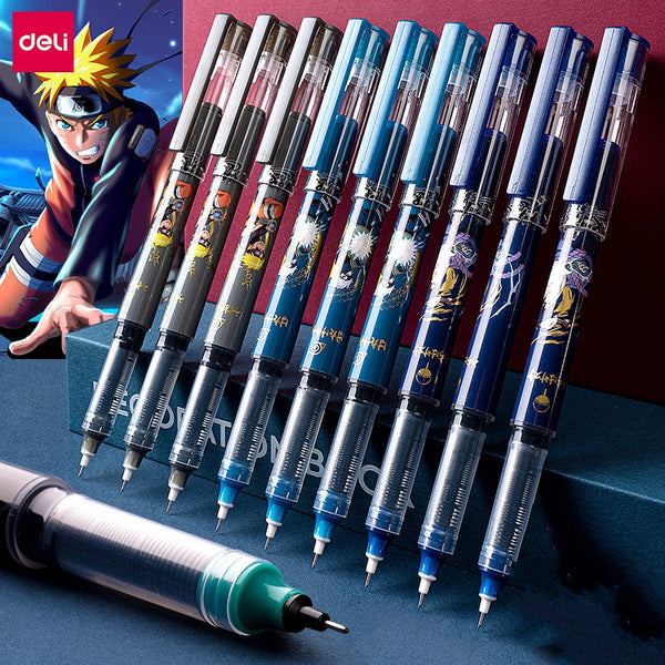Deli Pen 48Pcs Naruto Series Rollerball Pens for School Supplies Japanese Stationery Kids Prizes Cute Anime Stationery Cartoon