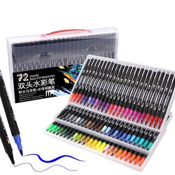 Dual Markers Brush Pen, Colored Pen Fine Point Art Marker &amp; Brush Highlighter Pen for Adult Coloring Hand Lettering Writing Plan
