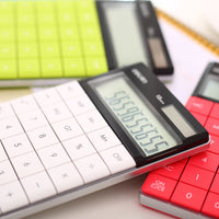 Dual Power Stylish Color Tablet Calculator 12 Digits Seamless Button Desktop Computer White Calculadora Office Accessories Gift