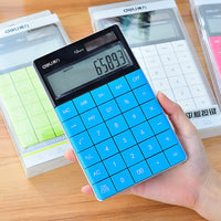Dual Power Stylish Color Tablet Calculator 12 Digits Seamless Button Desktop Computer White Calculadora Office Accessories Gift