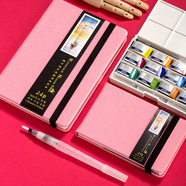 GEL Cotton Professional Watercolor Book 24Sheets 300g/g Flat Hand Painted Watercolor for Artist Student Sketchbook Art Supplies