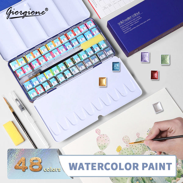 36/48 Color Professional Superior Solid Watercolor Paint Set With Water  Brush Pen Pencil Watercolor Pen Color Pigment Painting - Water Color -  AliExpress