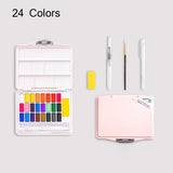 George gione-conjunto de pigmento aquarela sólida portátil com gancho, materiais de arte, embalagem infantil, 24/36/48 cores