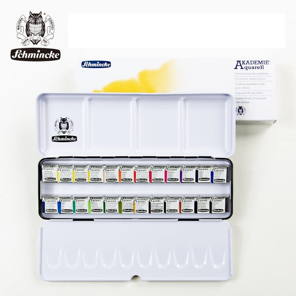 German Schmincke Academy solid watercolor paint 12/24/48 color iron box set art supplies aquarelle tools