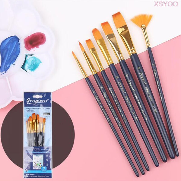 Giorgione Nylon Watercolor Paint Brush Set Flat Painting Brush For Oil Water Color Painting Pincel Para Pintura Art Supplies