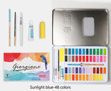 Giorgione conjunto de pintura em aquarela 36/48 cores vivas em uma caixa de aquarela de metal perfeito para alunos crianças iniciantes e adultos