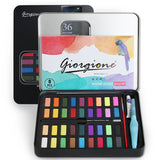 Giorgione conjunto de pintura em aquarela 36/48 cores vivas em uma caixa de aquarela de metal perfeito para alunos crianças iniciantes e adultos