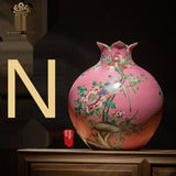 Gy jingdezhen vaso de cerâmica mão desenhada flores e pássaros padrão romã garrafa ornamento decoração escritório sala estar
