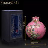 Gy jingdezhen vaso de cerâmica mão desenhada flores e pássaros padrão romã garrafa ornamento decoração escritório sala estar