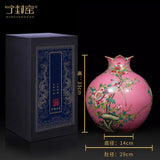 Gy jingdezhen vaso de cerâmica mão desenhada flores e pássaros padrão romã garrafa ornamento decoração escritório sala estar