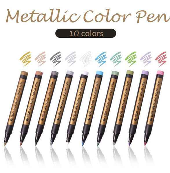 STA 10 Colors Metallic Painting Pens Art Marker Set