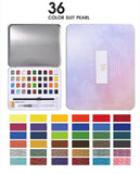 XSYOO 12/36/48 COLORS Solid Pearlescent Water Color Pigment Paints Set Glitter Watercolor Metallic Pigment Art Supplies