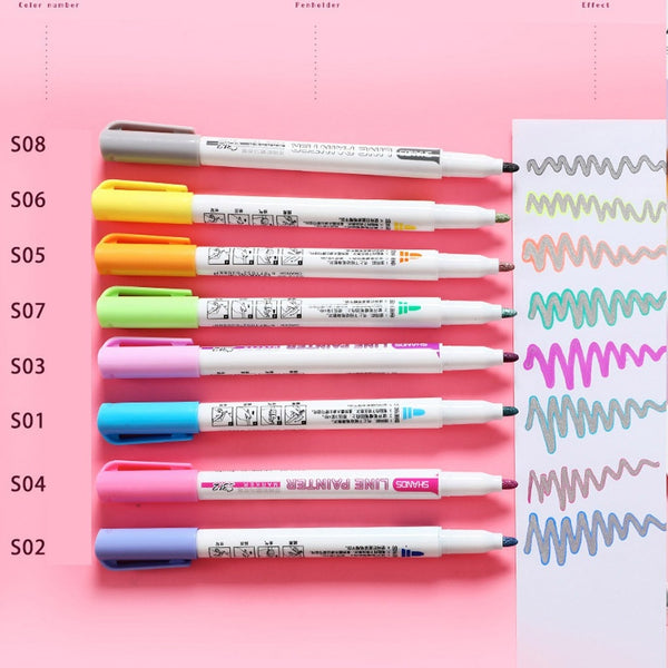 Markers Line Art, Art Pens Markers, Highlighter Pens Set