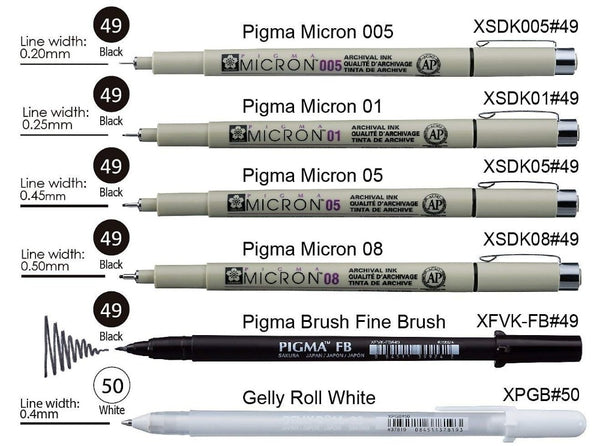 Sakura 6pcs Pigma Micron Pen,Archival Pigment Ink Technical Drawing P –  AOOKMIYA