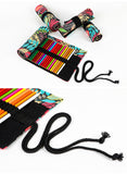 36/48/72 Holes Fallen leaves Print Canvas Roll Up Pencil Bag Pen Curtain Case Makeup Wrap Holder Storage Pouch School Supplies