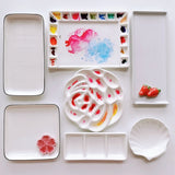 Cartoon ceramic palette watercolor palette oil painting Chinese painting paint white porcelain palette for art painting supplies