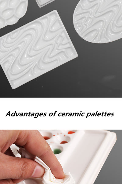 Ceramic rectangular watercolor palette water ripple wave palette wate –  AOOKMIYA
