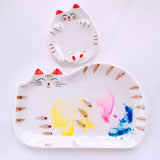 Cartoon ceramic palette watercolor palette oil painting Chinese painting paint white porcelain palette for art painting supplies