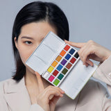 MIYA Solid Water Color Palette -Portable Travel Watercolor Paint with Brush and Watercolor Paper Ideal for Students