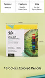 Mont Marte 18 Colors Ultra-Soft Colored Lead Set Colored Pencils Professional Artist Painting Supplies