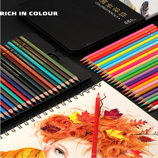 NYONI Professional Watercolor Pencils Set 12/24/36/48/72/100 Colored  Pencils Water Soluble Color Pencils with Brush and Metal Box Art Supplies  for