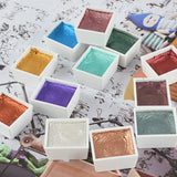 XSYOO 12/36/48 COLORS Solid Pearlescent Water Color Pigment Paints Set Glitter Watercolor Metallic Pigment Art Supplies