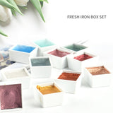 XSYOO 12/36/48 COLORS Solid Pearlescent Water Color Pigment Paints Set Glitter Watercolor Metallic Pigment Art Supplies
