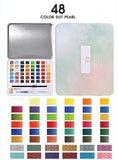 XSYOO 12/36/48 COLORS Solid Pearlescent Water Color Pigment Paints Set Glitter Watercolor Metallic Pigment Art Supplies