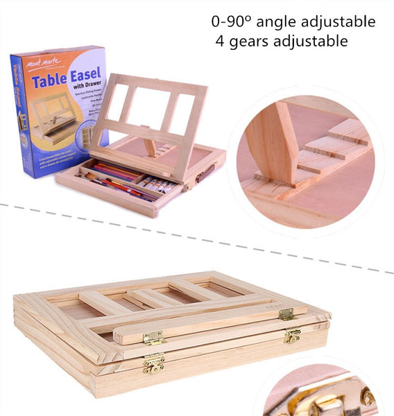 Desktop easel drawer type pine easel can store painting supplies