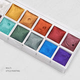 XSYOO 12/36/48 COLORS Solid Pearlescent Water Color Pigment Paints Set Glitter Watercolor Metallic Pigment Art Supplies