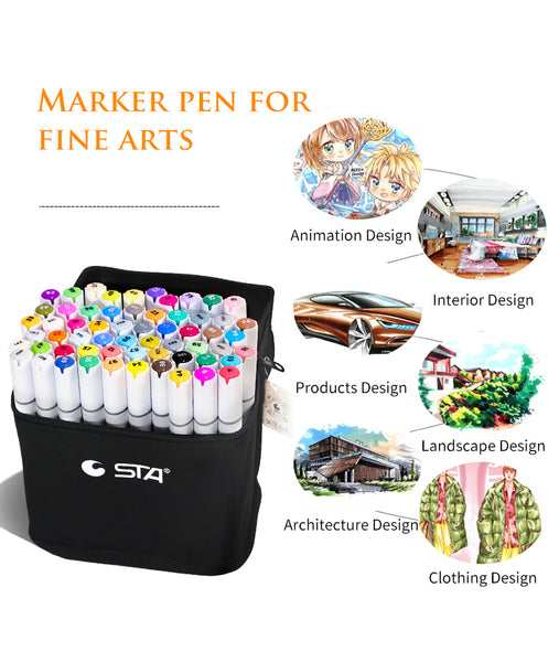 Alcohol Marker Pens 36/60/80 Colors Markers Manga Sketching Markers Alcohol  Felt Soft Brush Pen Art School Supplies Drawing