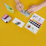 MIYA Solid Water Color Palette -Portable Travel Watercolor Paint with Brush and Watercolor Paper Ideal for Students