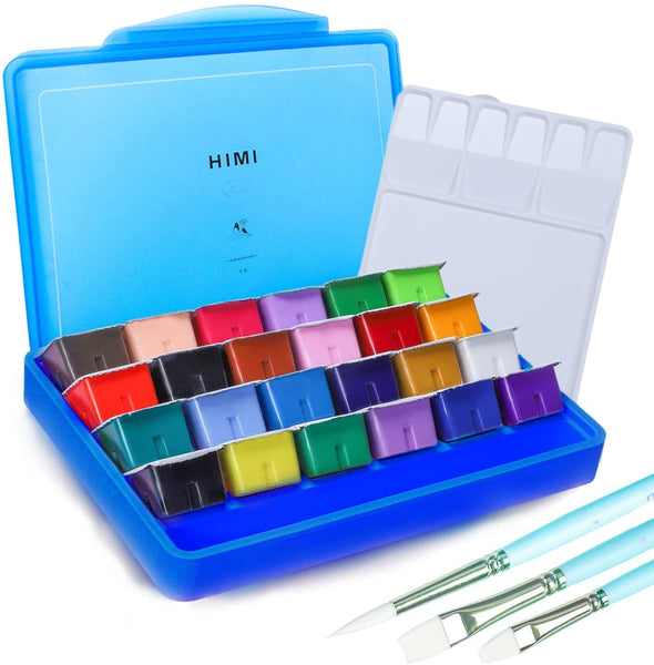 MIYA Himi Gouache Jelly Cup Paint Set Of 24 With Brushes + Gouache