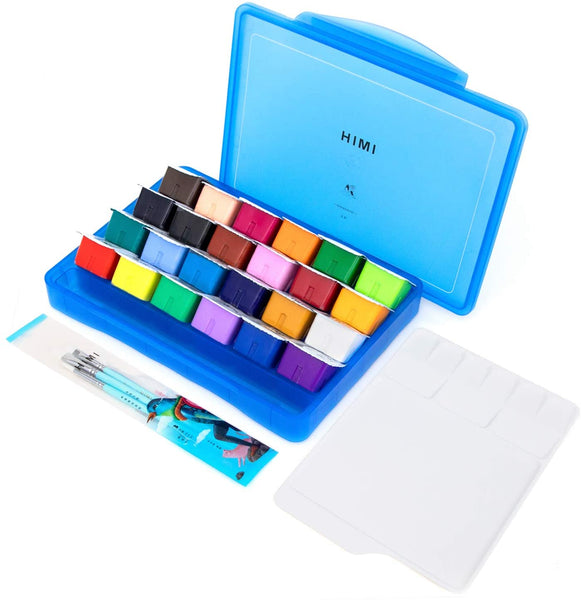 HIMI MIYA Gouache Paint Set, 24 Colors x 30ml Jelly Cup with 3 Brushes –  AOOKMIYA