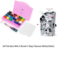 HIMI MIYA Gouache Paint Set 18/24 Colors 30ml Unique Jelly Cup Design Portable Case with Palette and 3 Paint Brushes For Artist