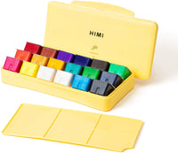 HIMI MIYA Gouache Paint Set 18/24 Colors 30ml Unique Jelly Cup Design Portable Case with Palette and 3 Paint Brushes For Artist