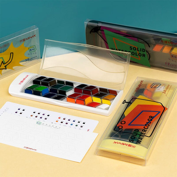 HIMI Watercolor Paint Set, Premium Paint Box with 12/24/36 Colors Pigment,1 Hook Line Pen,1 Drawing Pencil, Paper Pad