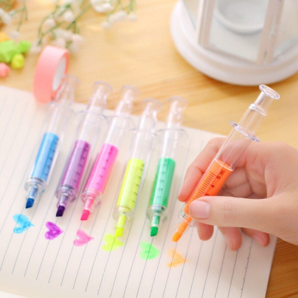 Syringe-Highlighters 6 Colors Highlighters Pens Aesthetic Highlighters No  Bleed Highlighter Markers School Supplies H8WD - AliExpress