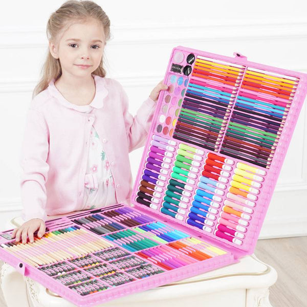 150 Pcs/Set Drawing Tool Kit with Box Painting Brush Art Marker Water Color Pen Crayon Kids Gift Office Stationery and Educational Supplies